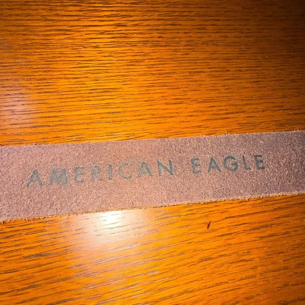 American‎ Eagle Brown Leather Belt Solid Brass Buckle Distressed 35”